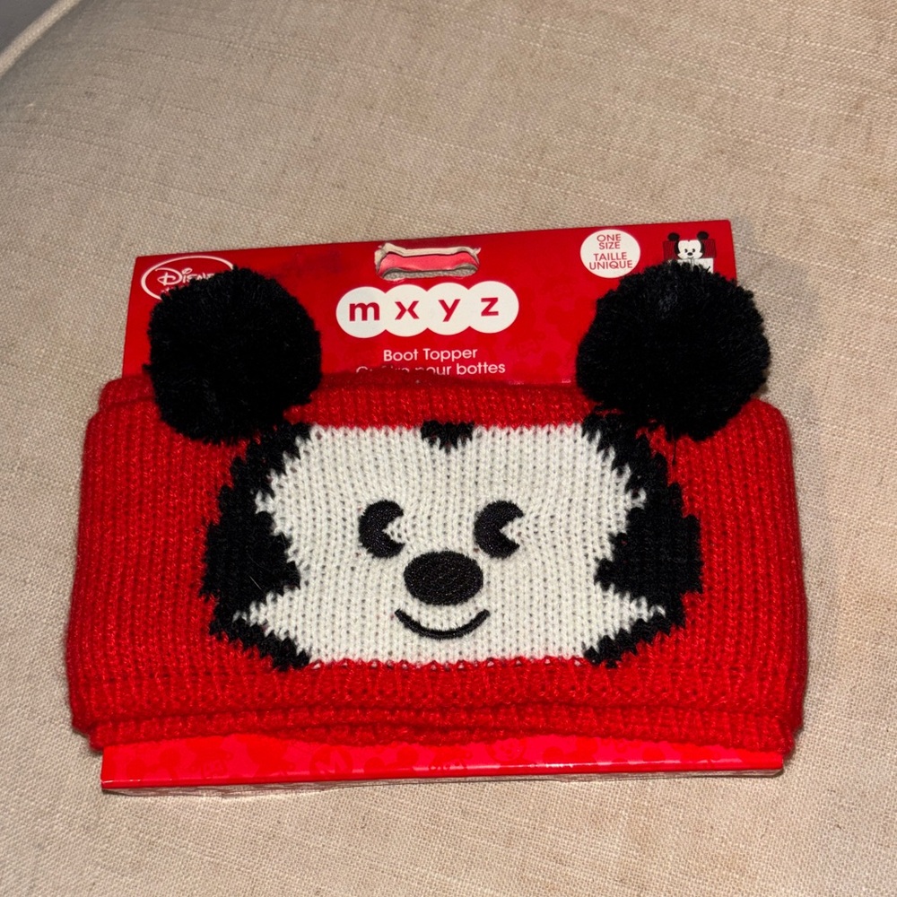 Kids Red Pom-Pom Boot Topper with Character Face